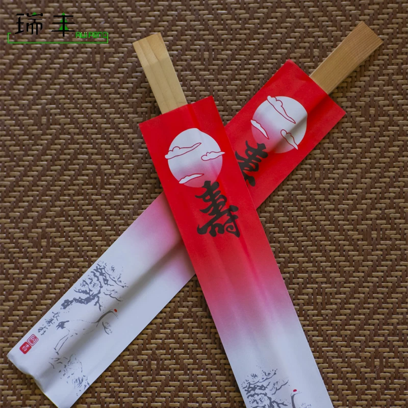 

ECO friendly Japanese disposable tensoge bamboo chopsticks in individual paper sleeve, Birch wood color