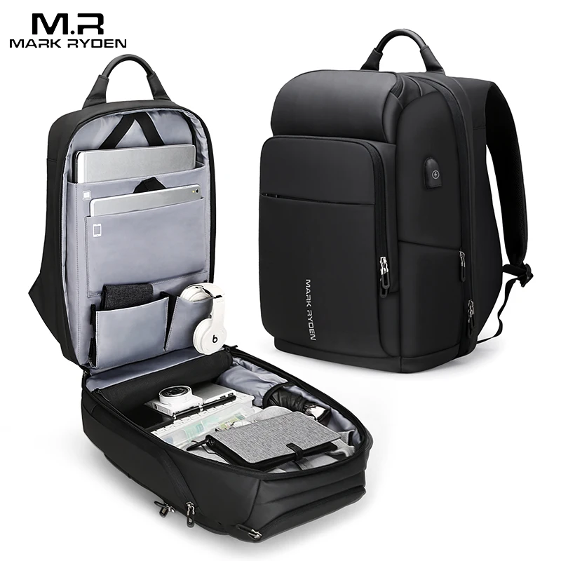 

fashion USB backpack waterproof traveling bag laptop bag wholesale, Black