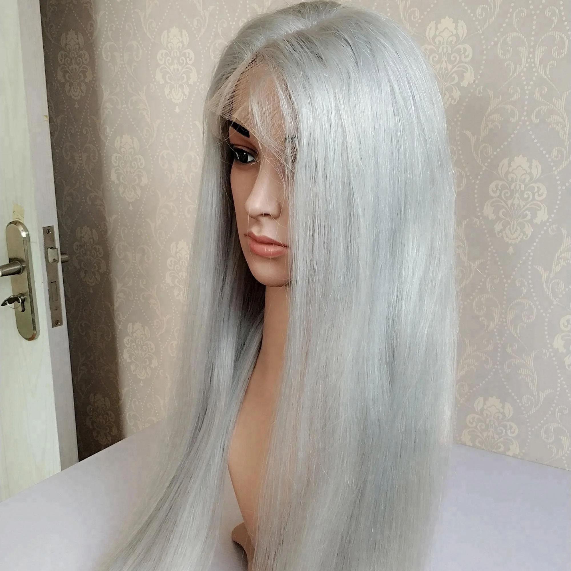 

Alibaba Best Sellers 2018 Trending Products Silver Original Brazilian Human Hair Virgin Cuticle Aligned Hair Full Lace Wigs