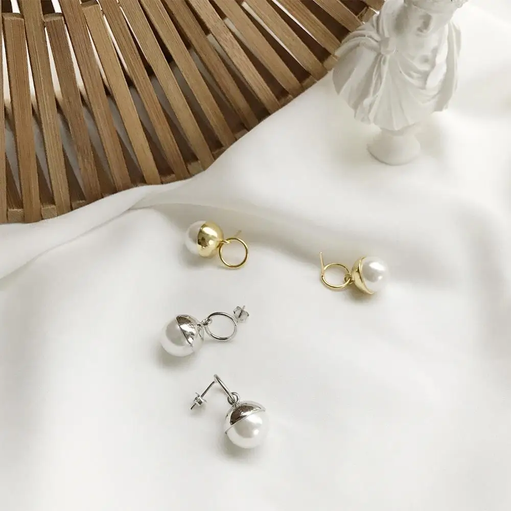 

Silver 925 Gold plated pearl beads earrings2019, Picture