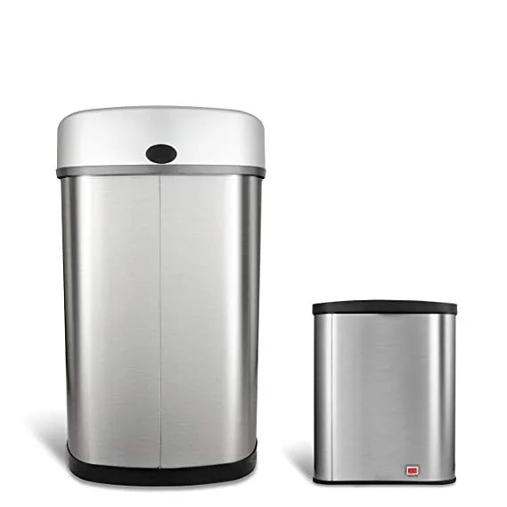 Combination Stainless Steel Sensor Trash Can 50l And 8l Household Trash