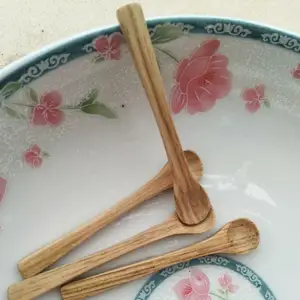 Image of 7cm wood tiny Spoon wooden mini Salt Spoons chestnut Wood hand made small spice spoon