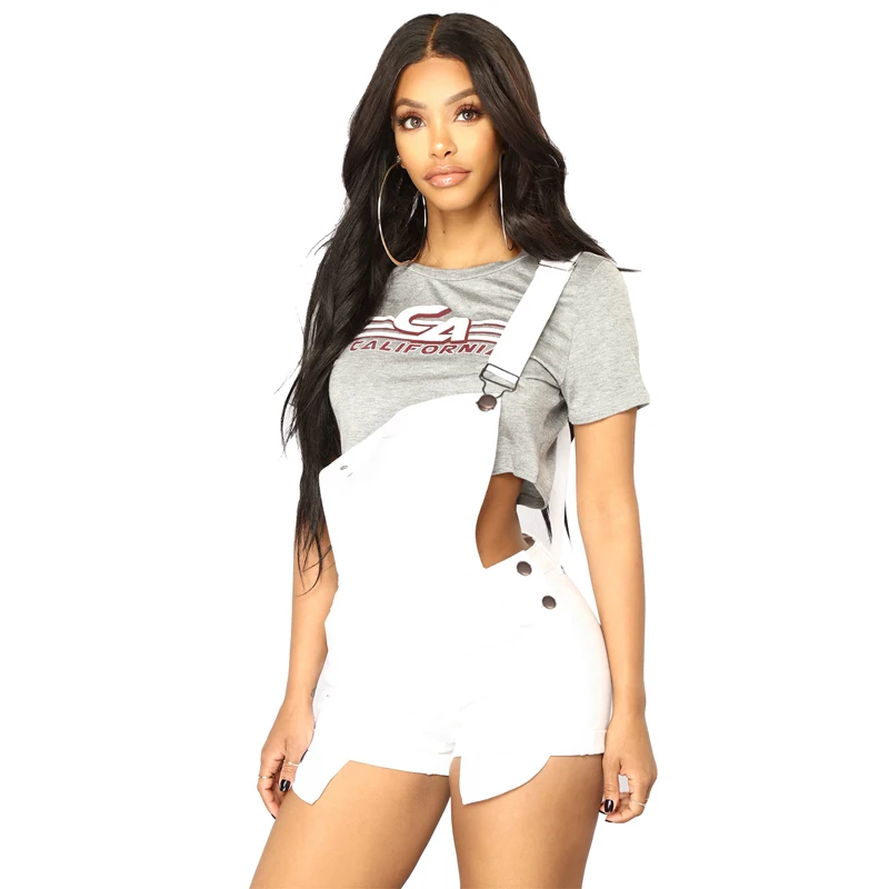 

Summer latest design White/black/blue Turn Up Cuffs straps denim jeans short