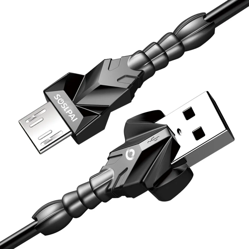 

Amazon hot sell 3.28ft 2.1A durable ps4 charging cable black micro usb data charging cable for android