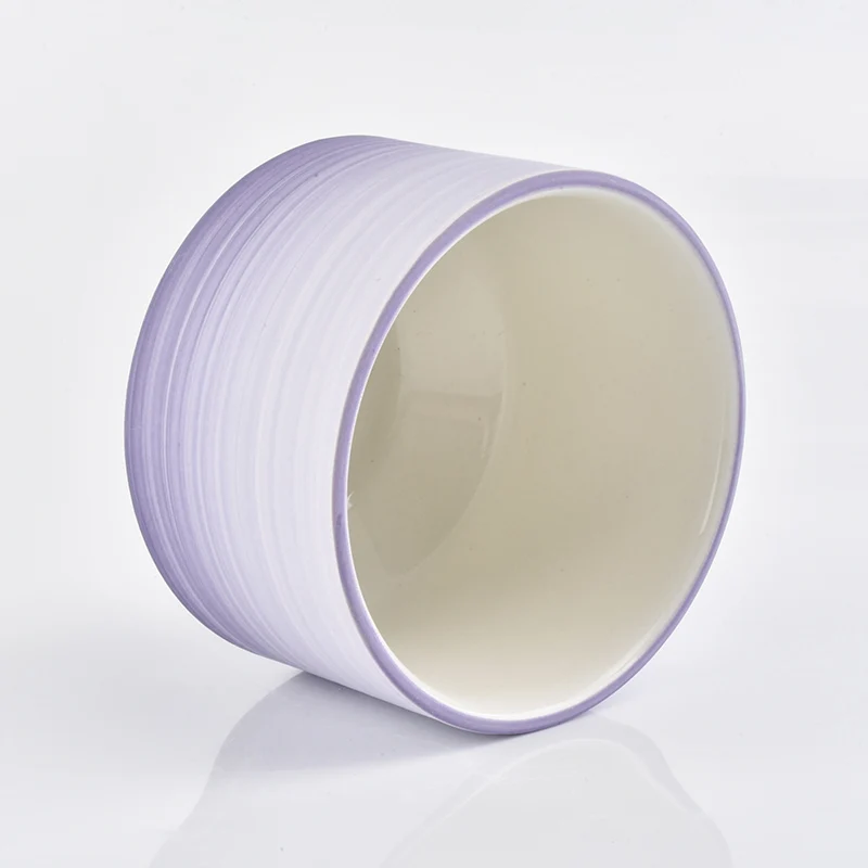 Supply Large Ceramic Candle Holders Handpainted Lavender Purple Home Decoration