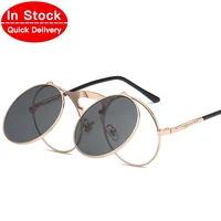 

2019 In Stock Fashion Factory Vogue OEM Steampunk Women Wholesale Men Round lentes de sol Sun Glasses Eyewear Sunglasses 3057