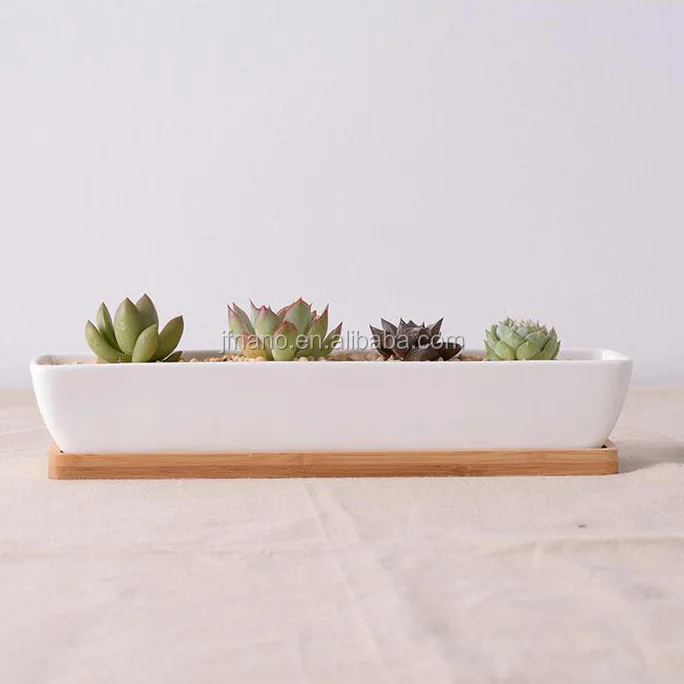 

Rectangle white ceramic indoor large decorative planters