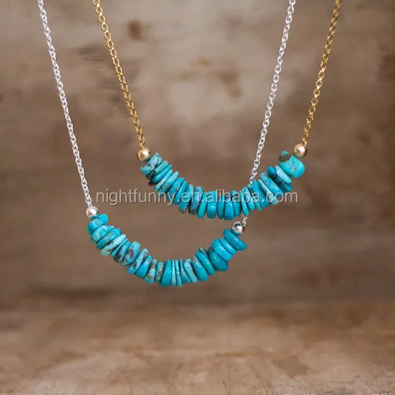 

Genuine Arizona Row Turquoise Necklace, Real Turquoise Bar Necklace