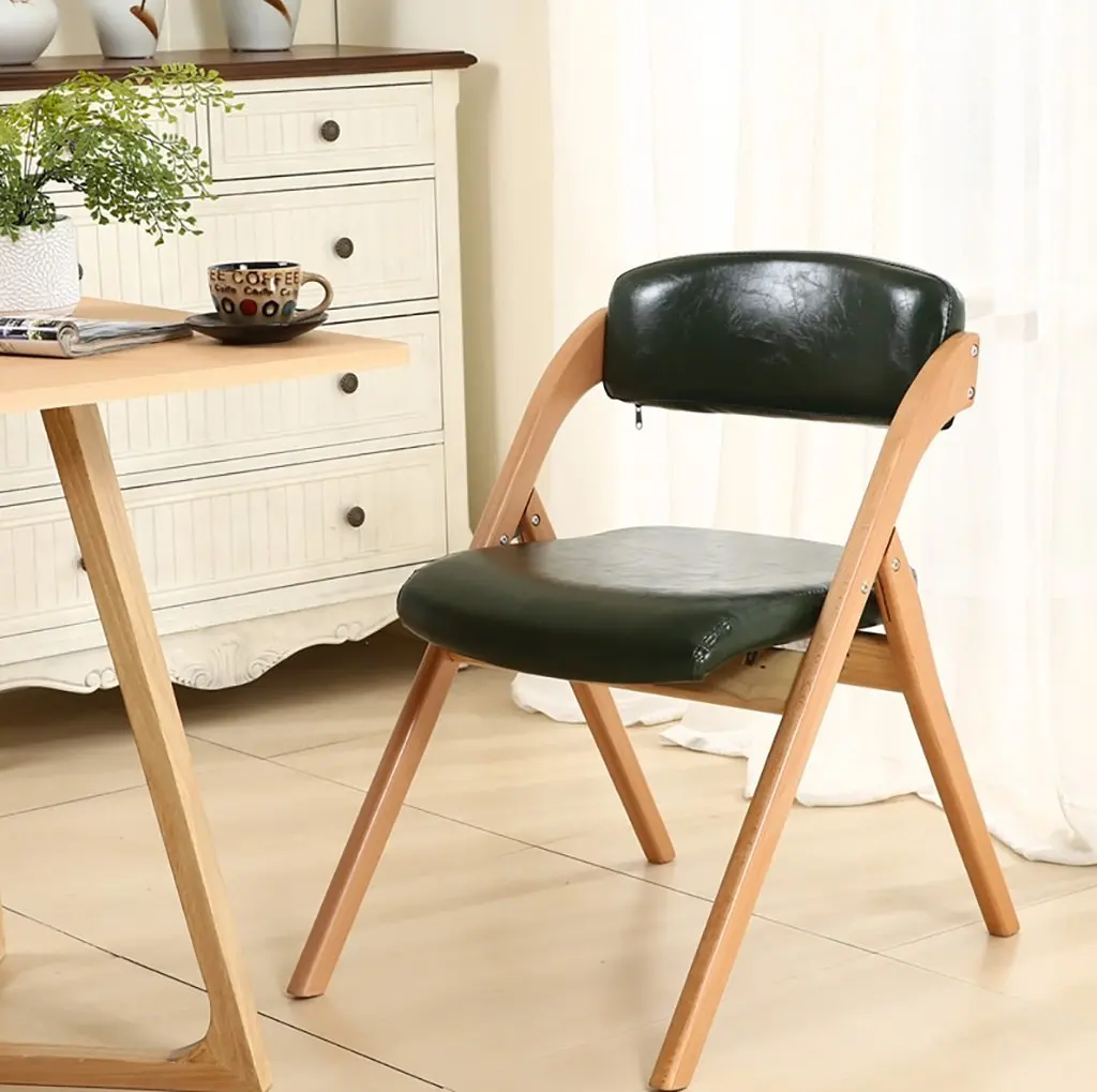 fold up chairs Restaurant chairs modern solid wood folding computer chair Pu by the chair fabric cloth washable folding chair Folding Chairs (Color : 5)