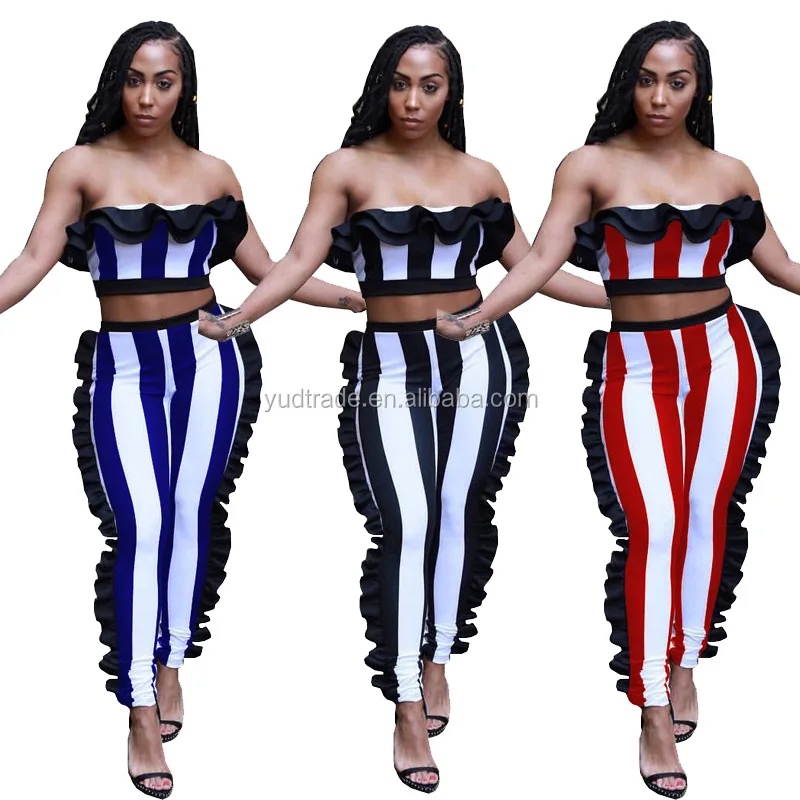 

plus size 2018 New Fashion Off Shoulder patchwork strip 2piece jumpsuit crop sports Yoga Romper Playsuit, Blue red black