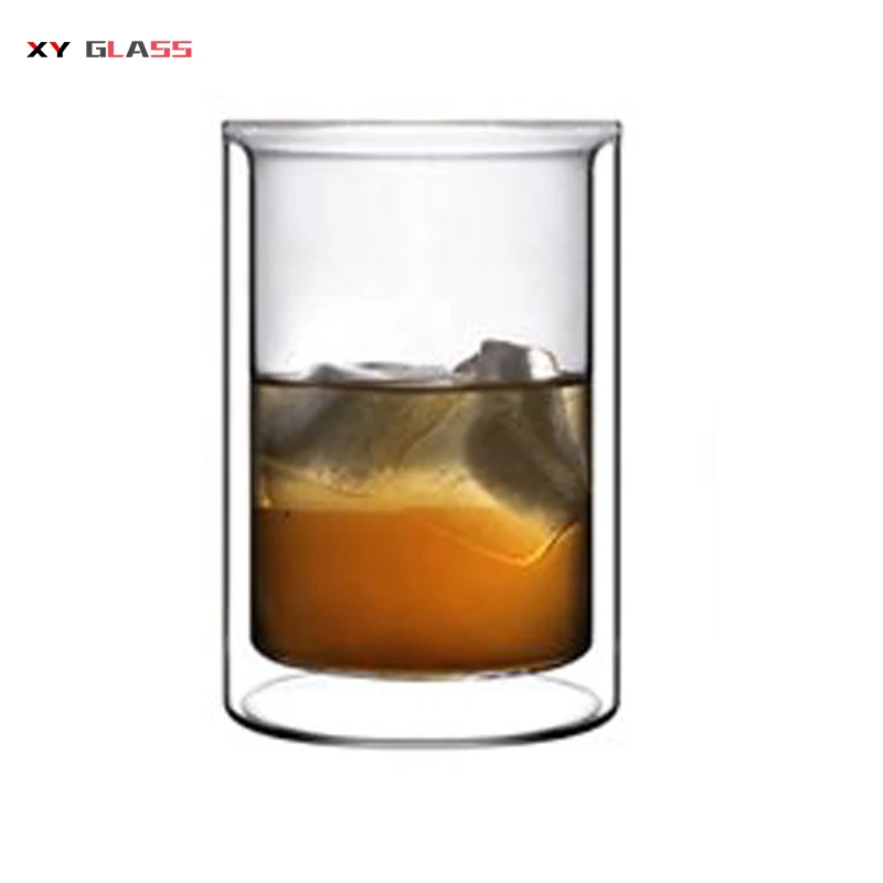 

innovation Fashionable Borosilicate clear double wall glass whiskey tumbler