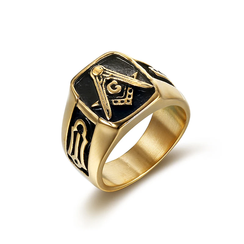 

Masonic Men 316L Stainless Steel Freemason Special Signet Deliver Message Vintage Finger Ring for Male Fashion Jewelry