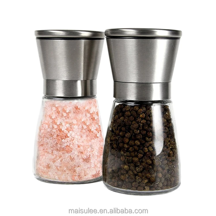

Wholesale Glass Spice Pepper Grinder / Salt And Pepper Mill, Silver