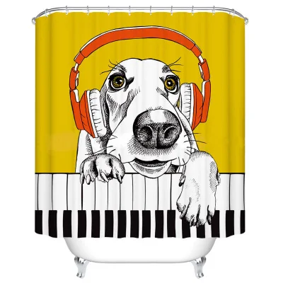 

Music Dog Europe And America Thick Waterproof Mildew Shower Curtain, Polyester Free Punching Bathroom Curtain Waterproof Custom, Customized color