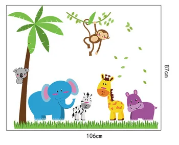Sk9039 Dapat Dilepaskan Pvc Dinding Stiker Pohon Kelapa Hewan