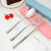 Stainless steel portable tableware 2pcs & 3pcs sets of integrated forming design spoon fork chopsticks outdoor travel camping