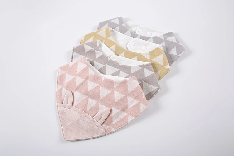 100% cotton washable pink khaki grey geometric print baby apron waterproof customised baby bibs pacifier in stock