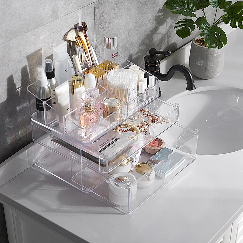 

New PP material compartment plastic makeup storage boxes, Transparent