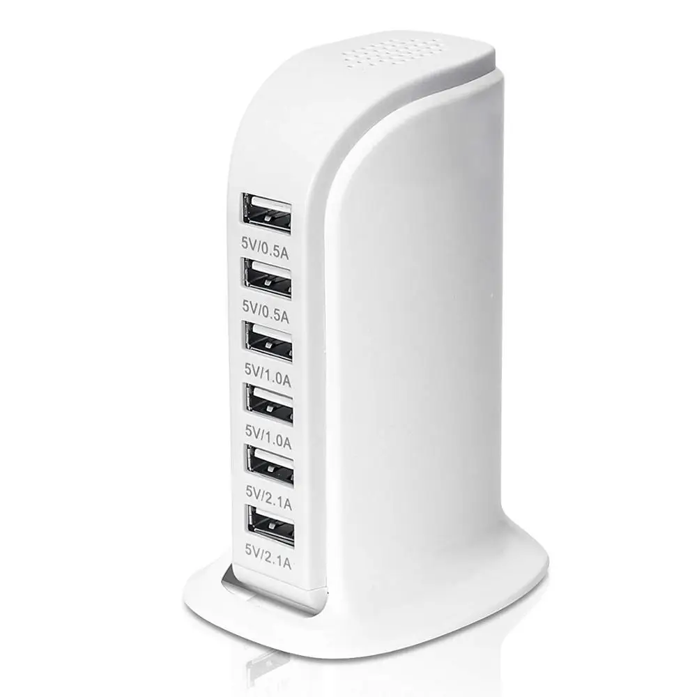 

6 Port USB wall Charger 30W multi USB Charging Station 5V 6A smartphone charging station, White/pink/blue/black