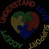 Autism Understand Support Love iron on rhinestone design motif