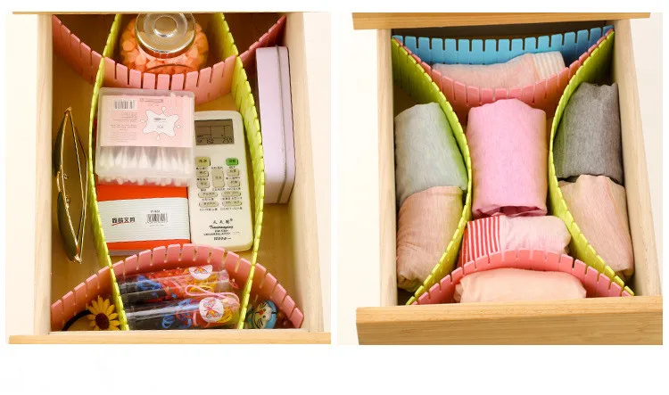 
DIY Grid Household Spacer Shelves 4pcs Storage divider plastic drawer container Adjustable divider 