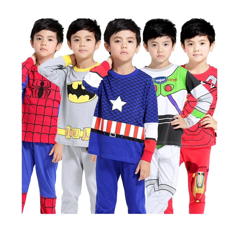 

wholesale cotton long sleeve super hero kids pajamas sleepwear set