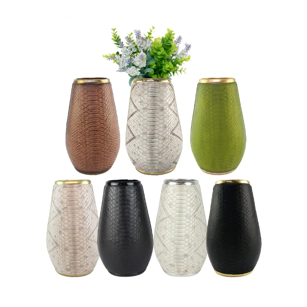 Wholesales Resin Imitation Python Leather Flower Vase for Home Decor details