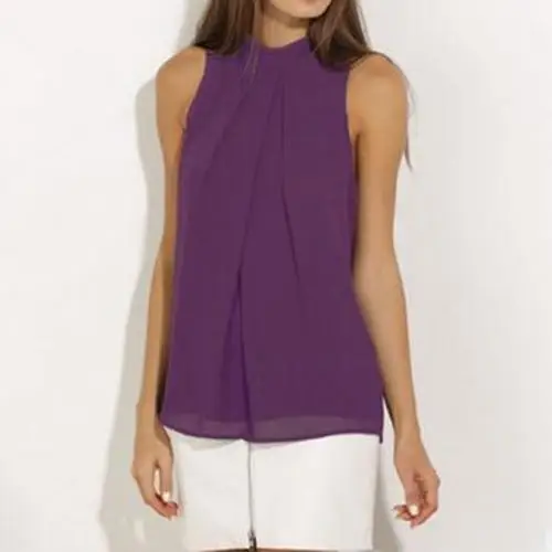 

wholesale plus size loose latest summer design sleeveless chiffon shirt for women 239443