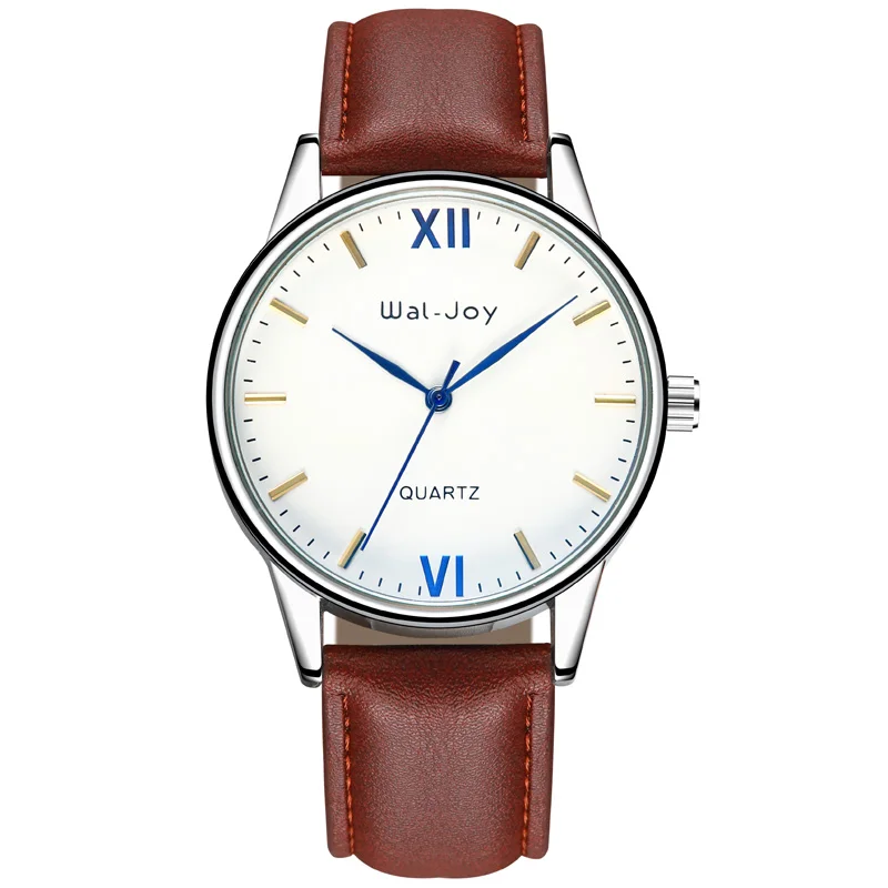 

WJ-8110 Black And Brown Color Attractive Silver Case Men Leather Watch Factory Direct Brand Wal-Joy Water Resistant Handwatches, Multicolor