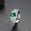 High End Green CZ Diamond Rings Jewelry Women Wedding/Party Charm Adjustable Cubic Zirconia Rings