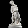 Outdoor Decoration Life Size Marble resin boy garden statues with dog
