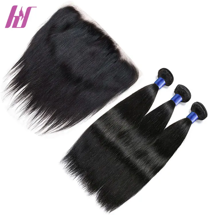 

10A brazilian straight human hair,mink hair bundles with frontal, #1b or as your choice