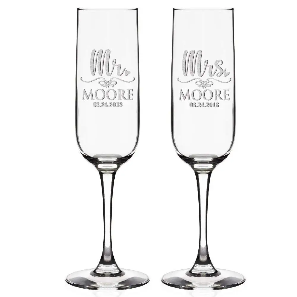 Buy Set Of 2 Personalized Champagne Flutes Wedding Glasses For