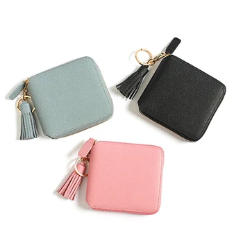 leather coin purse with zipper