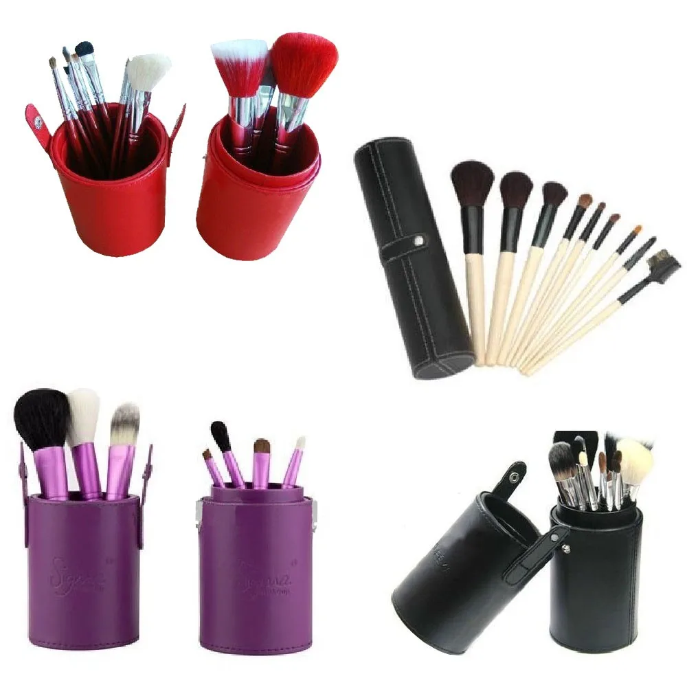 2017 Round Pu Leather Organiser Cosmetic Makeup Brush Box For Gift And