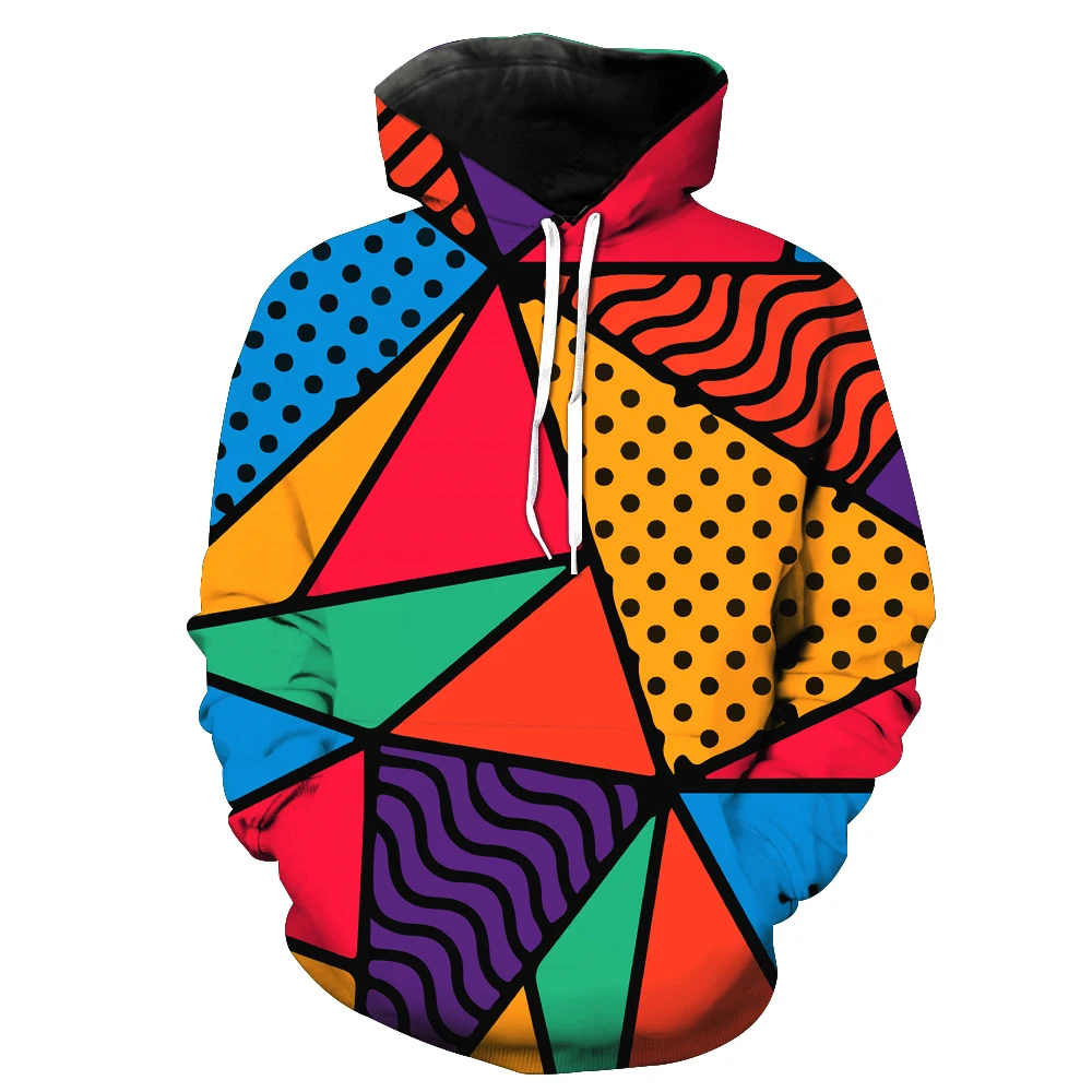 Drop Shipping OEM Custom 3D Printing all over printed pullover fashion color block hoodie , mens oversized hoodie