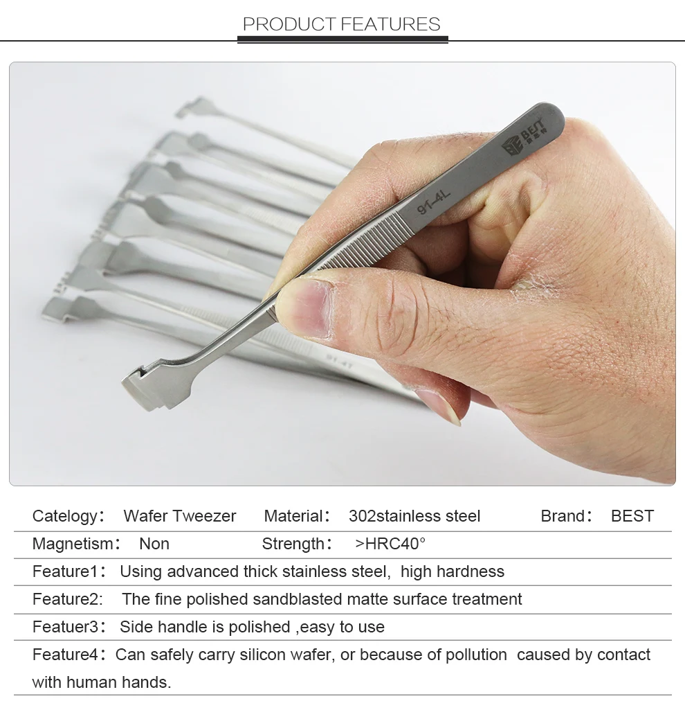 BEST-91-4T Stainless steel wafer tweezers