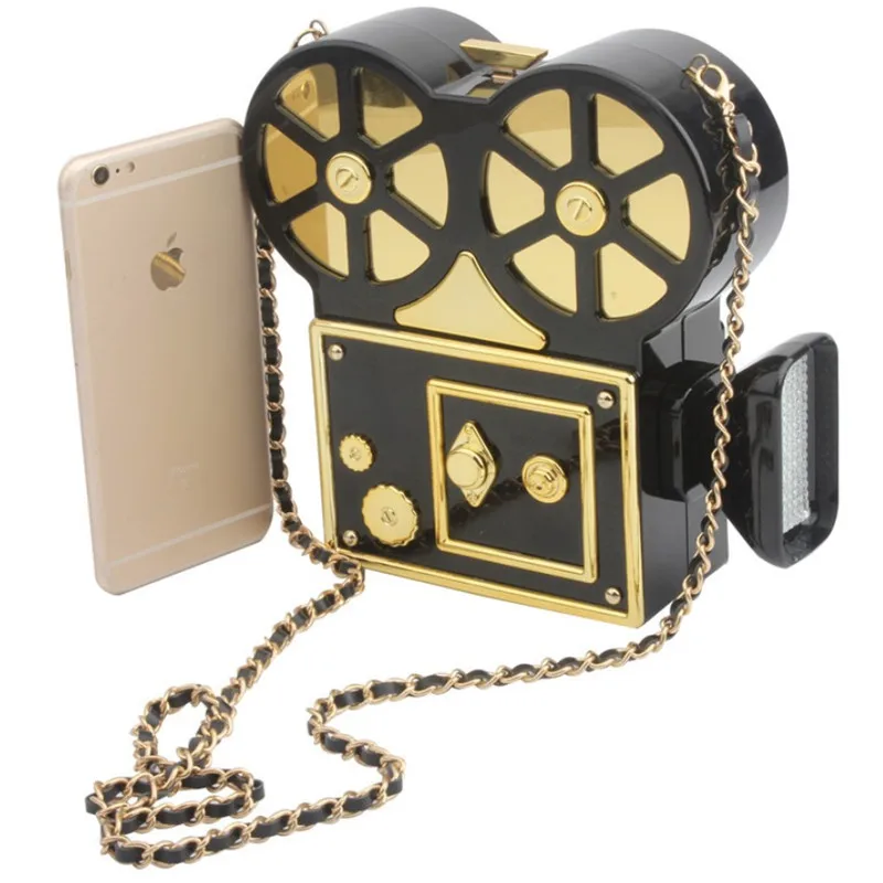 2019 Latest Fancy European Fashion Unique Party Women Camera Shape Evening Bags Purse Acrylic Clutch Bag