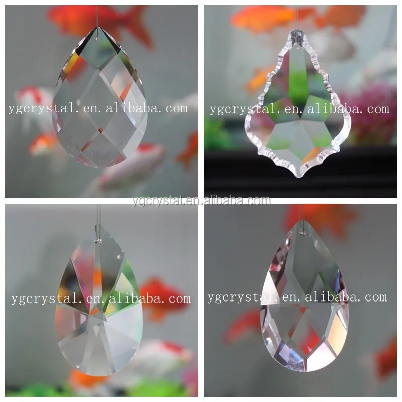 
38mm Drop shape crystal parts for lighting fixtures machine cut 
