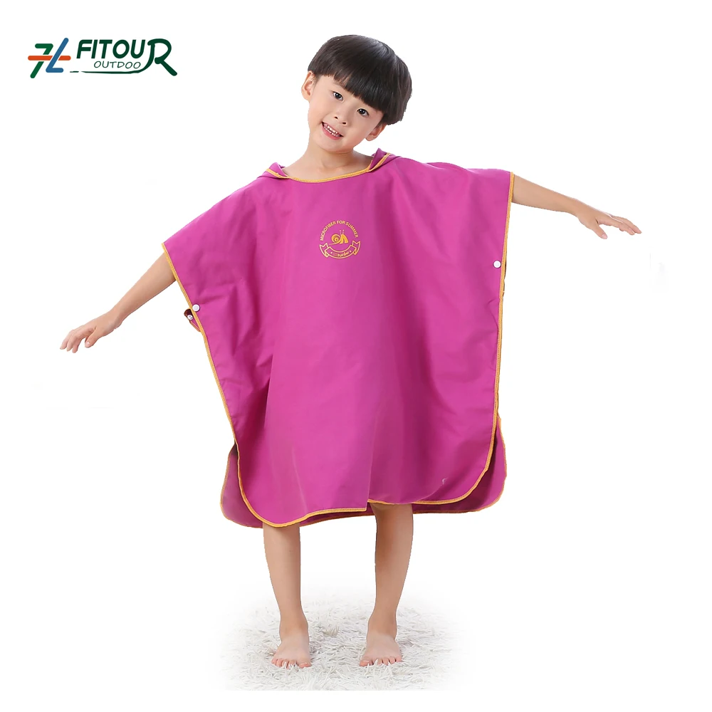 
100% Microfiber Quick-dry Soft Surf Changing Robes Surf Beach Poncho Hooded Towel For Kids 