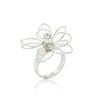 wholesale simple style Multilayer Wrap Wire hollow Silver Lily Flower cubic zirconia ring