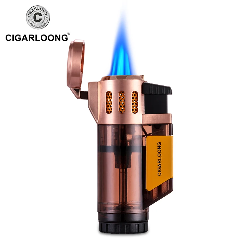 

Cigar Lighter wholesale 3 tubes Windproof Trip Torch Jet Flame Cigarette Lighter CB-0123, Red/orange/gray/black