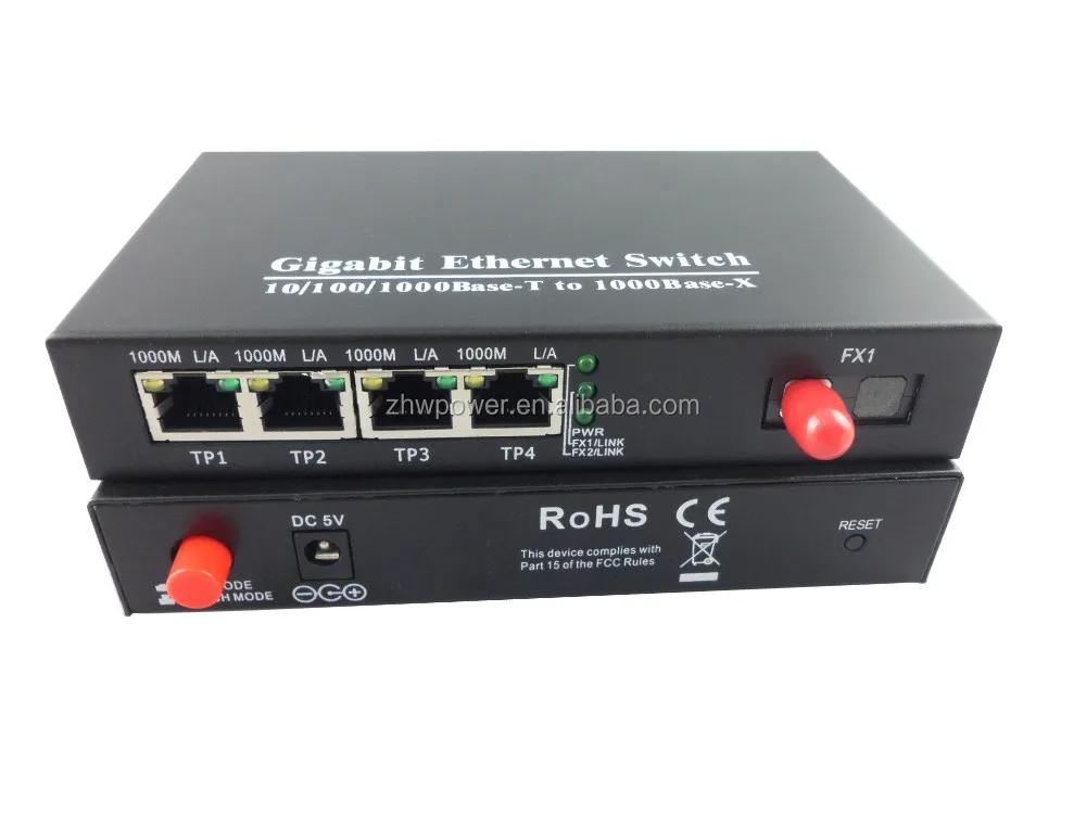 New 10/100/1000m Fiber Media Converter,4 Port Fiber Optic Media