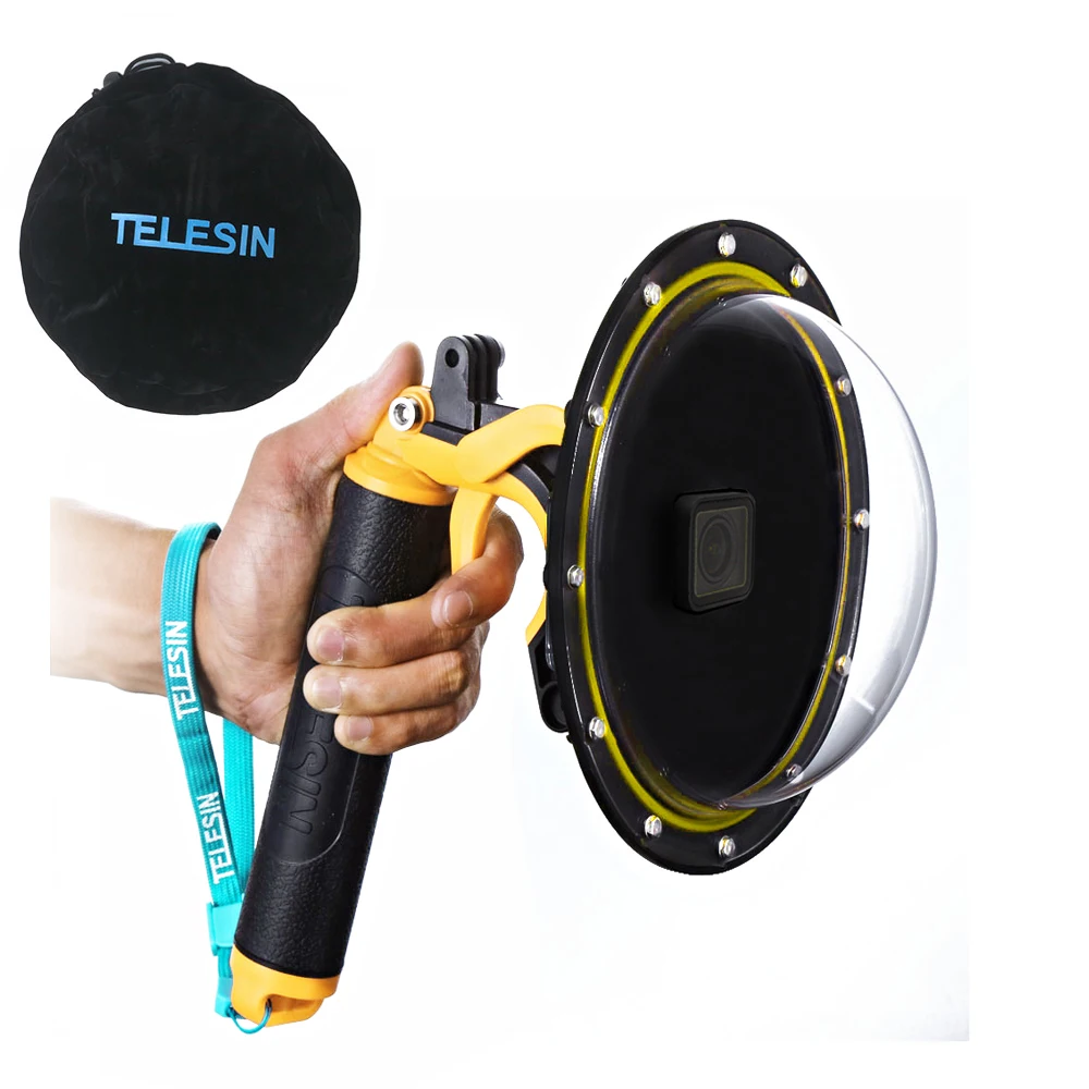 Hot Sales TELESIN 6" Waterproof Go Pro Dome Port for Hero6 Hero5 with Floaty Handle Grip and Pistol Trigger