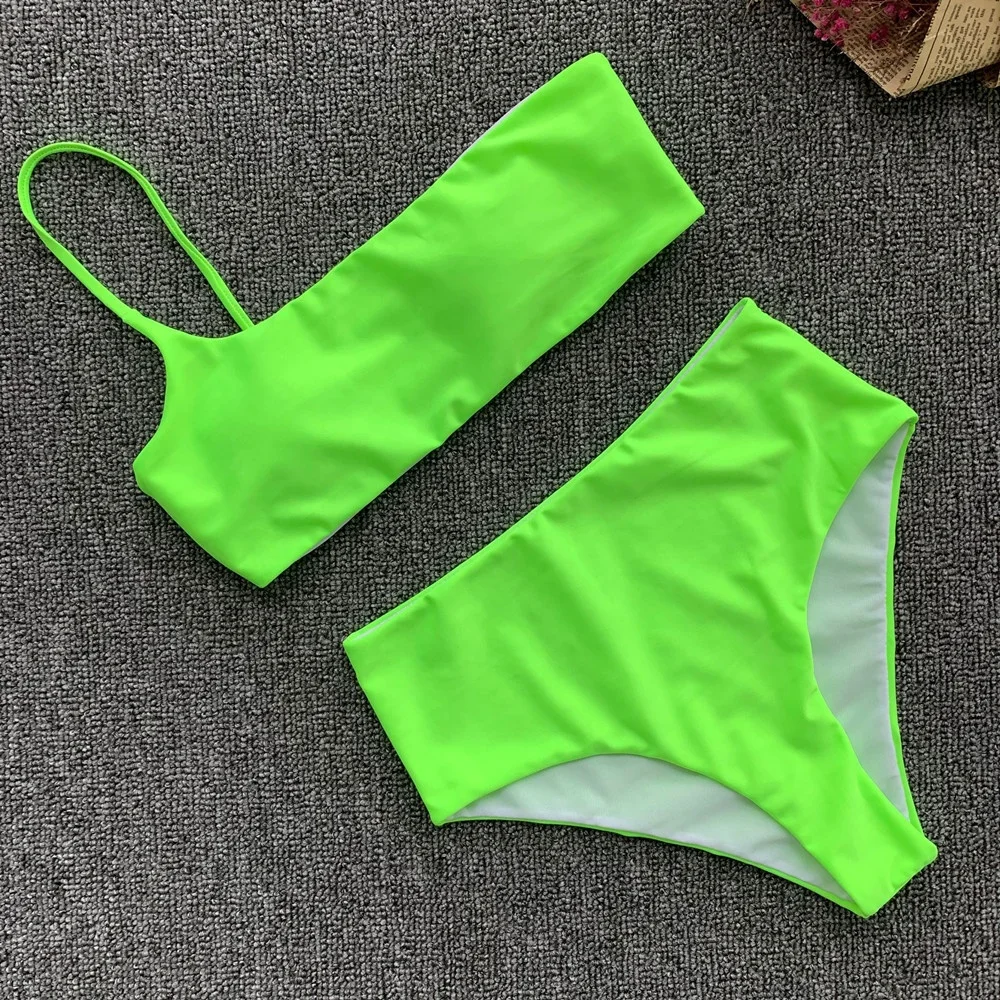 

B23566A Pure color bikinis Sexy bikini one-shoulder swimsuit