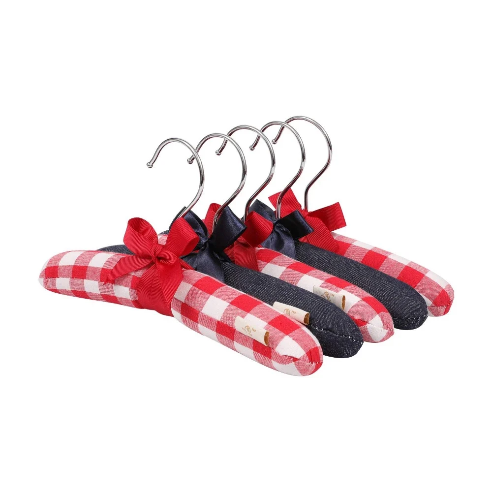

Checked Red Baby Hangers Set of 5 with Bow Knot coat hangers sponge, Any color