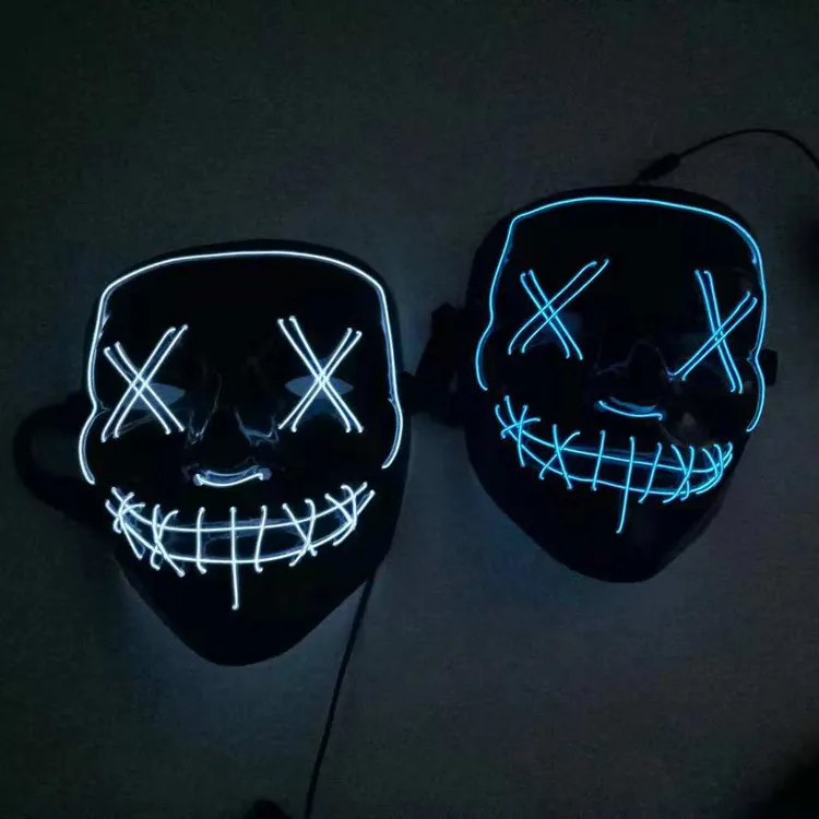 2020 Amazon Hot Sale Black El Neon Purge Mask Led Party Mask For 