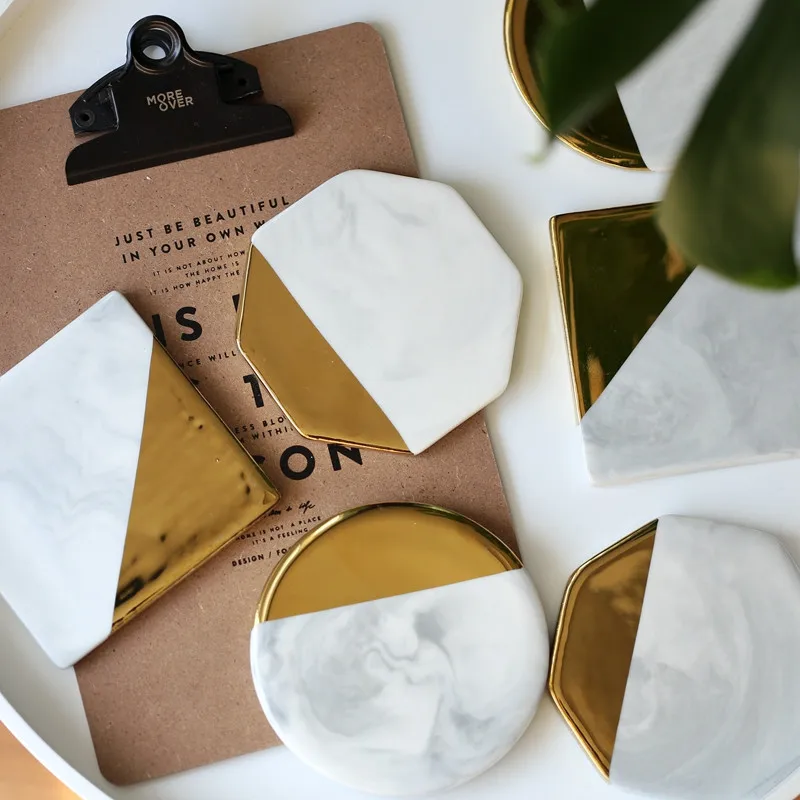 

round white coasters for drinks ceramic, Natural