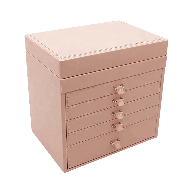

Hotsale 6 trays jewelry box leather pu tray organizer, Customized