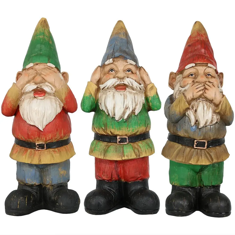 Buy Three Stacked Happy Gnomes, See No Evil, Hear No Evil, Speak No